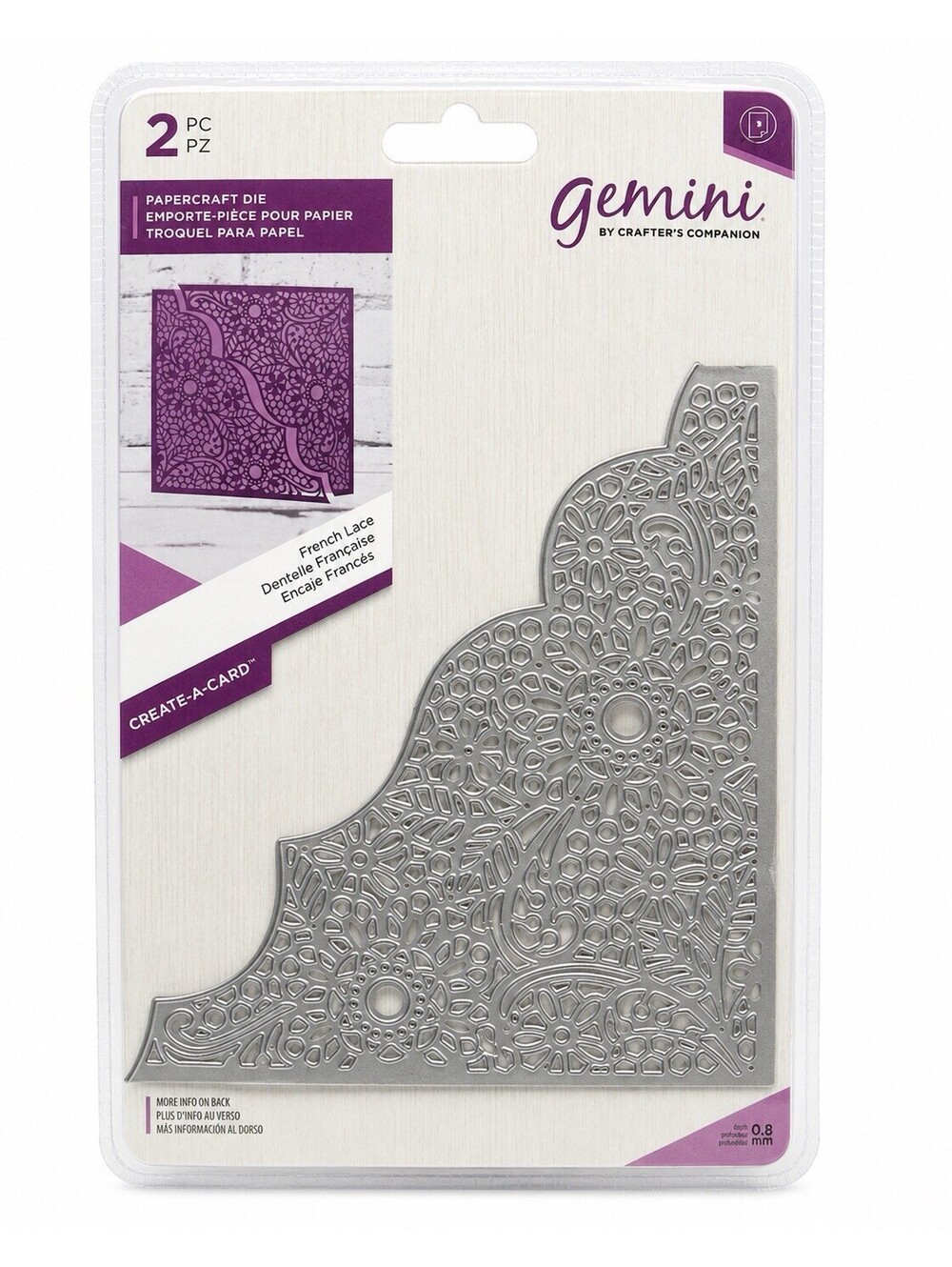 Gemini French Lace Create-A-Card Die Set 2 Pc Crafter’s Companion